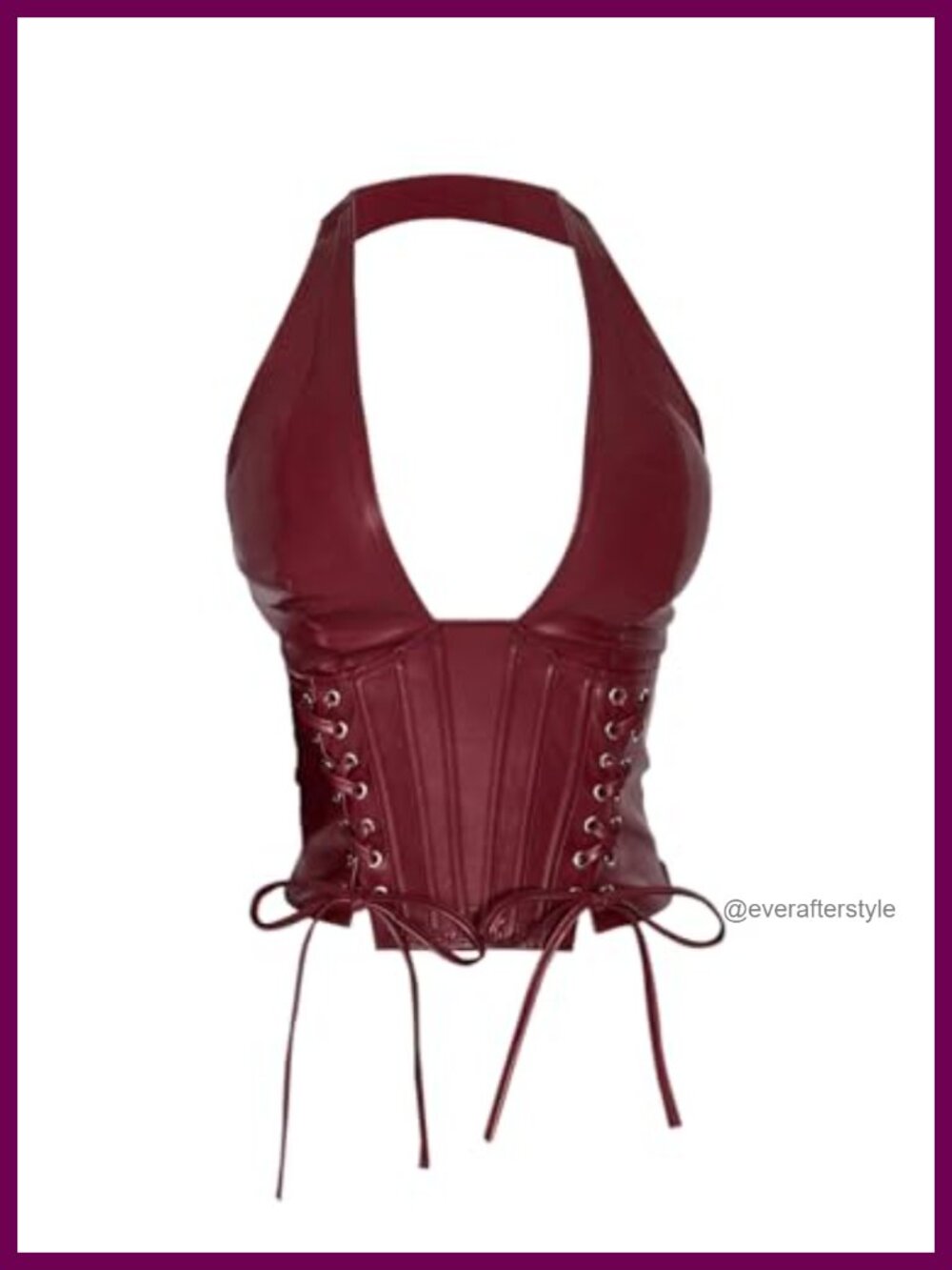 Women's Plus Size PU Deep V Neck Halter Crop Tank Top